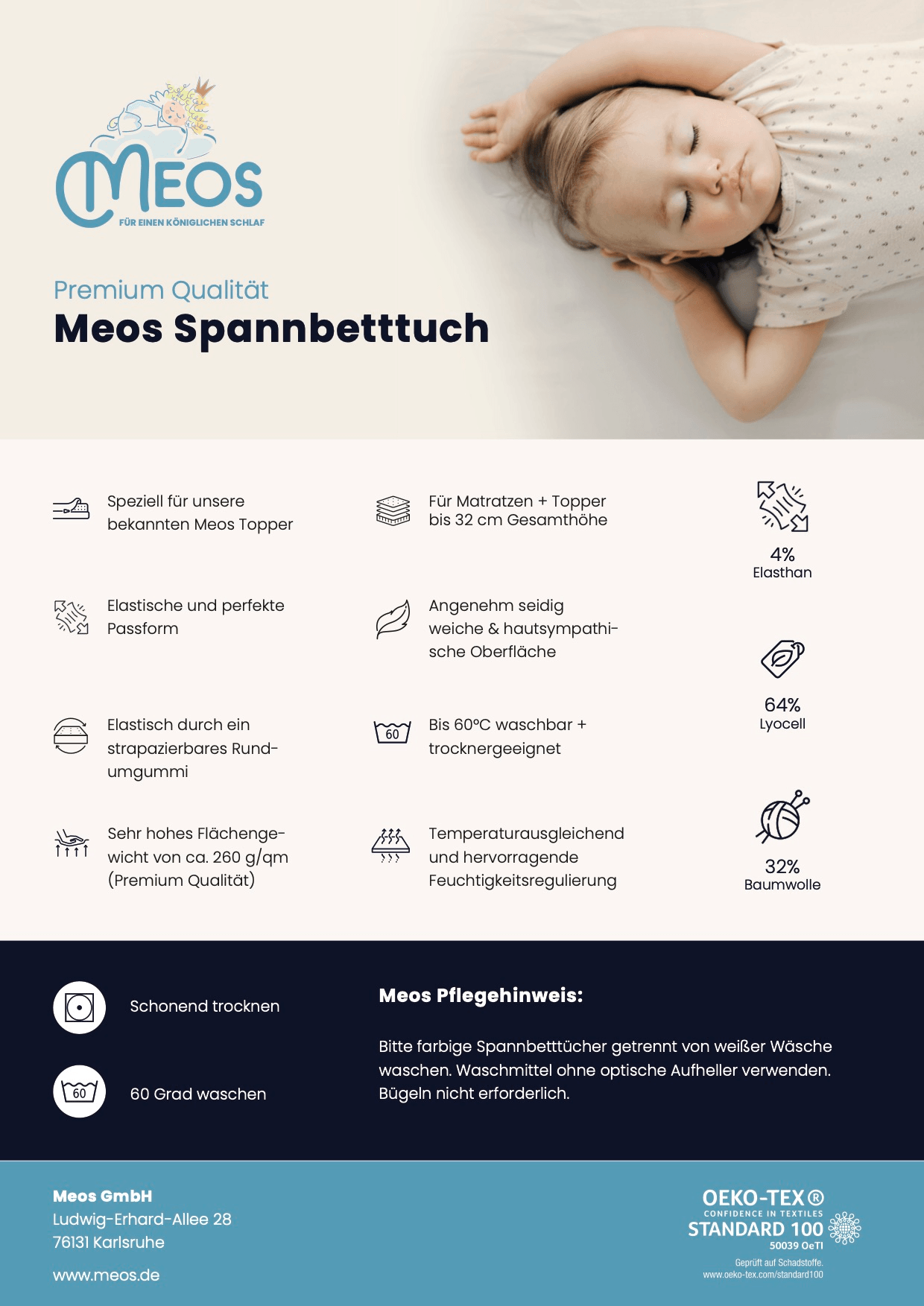 Meos Spannbettlaken für Boxspringbetten Matratzen und Topper