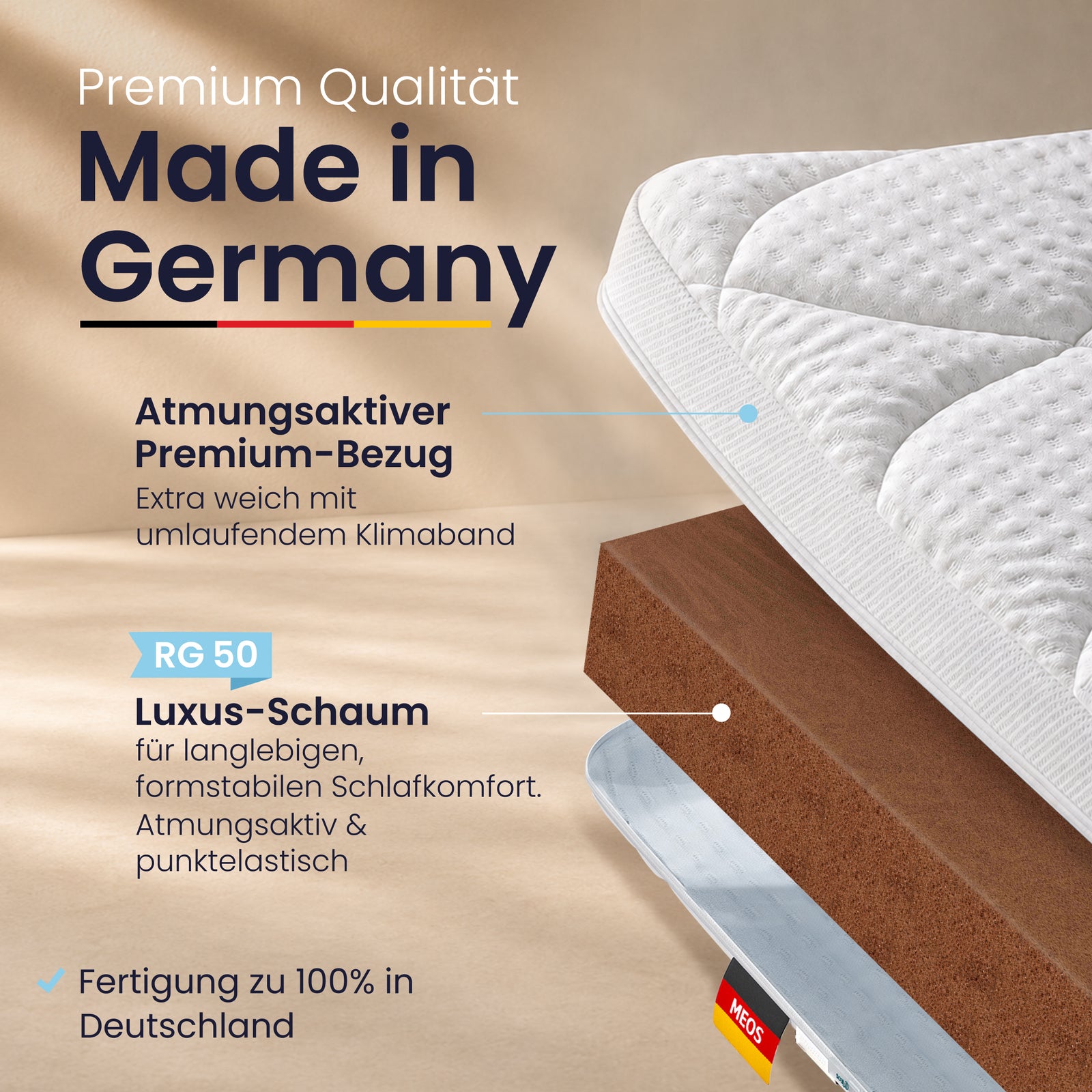 Meos Luxus-Schaum Topper für Matratzen & Boxspringbett versch. Größen