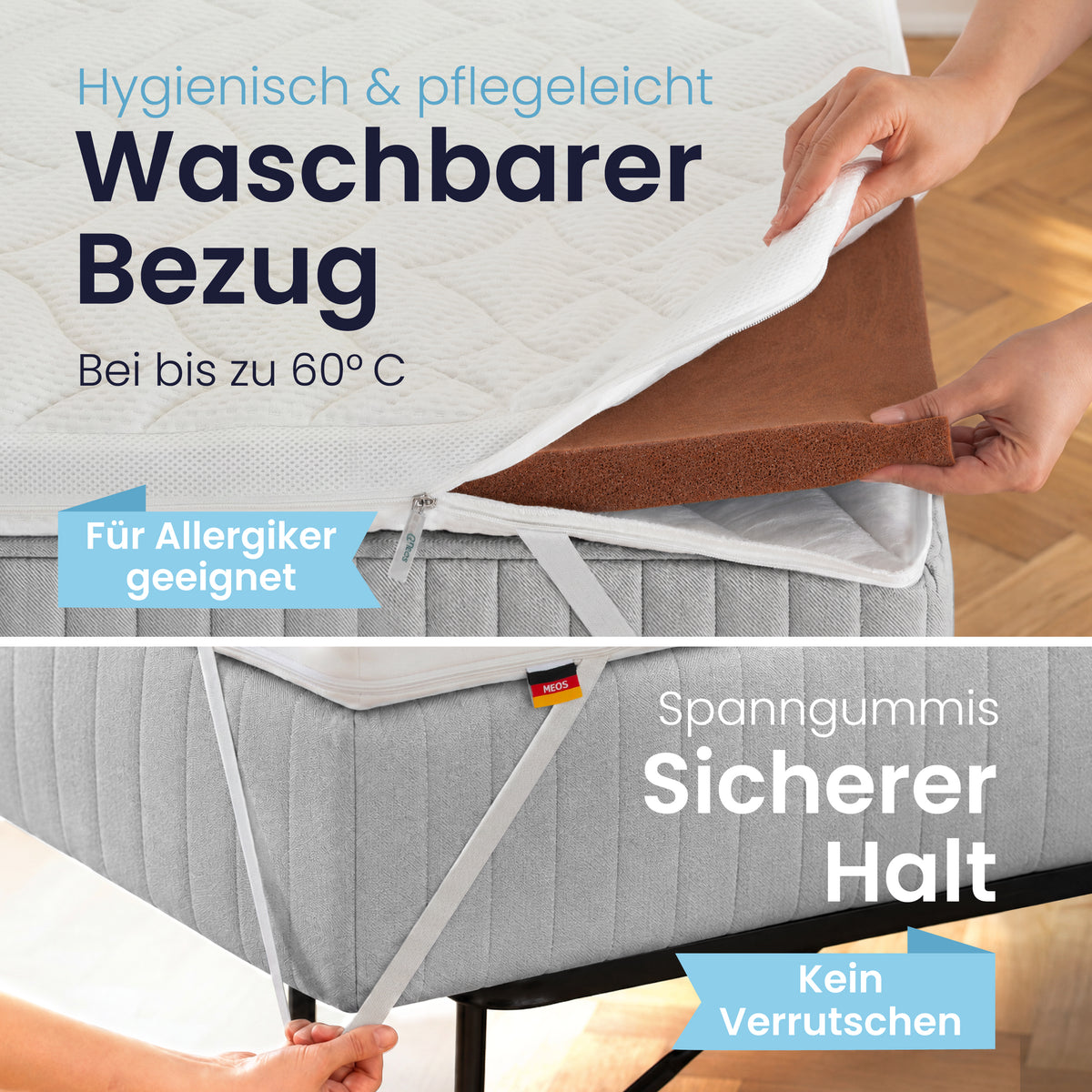 Meos Luxus-Schaum Topper für Matratzen & Boxspringbett versch. Größen