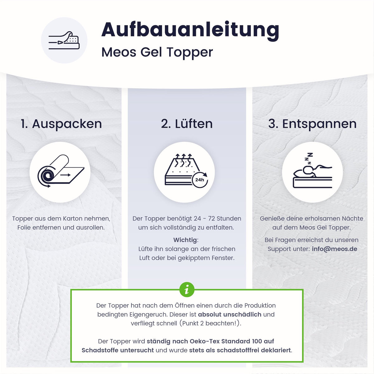 Meos Gel-Schaum Topper für Matratzen & Boxspringbett versch. Größen